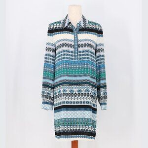 DIANE VON FURSTENBERG Seanna Sketch Dot Silk Shirtdress Size 4